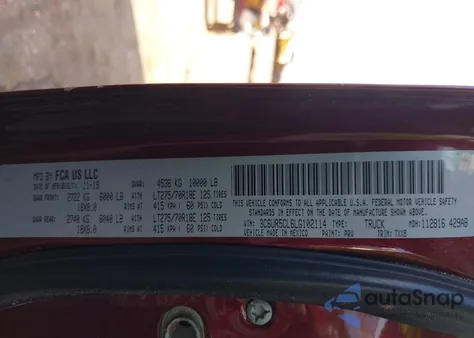 2020 Ram 2500 Tradesman 4X4 6'4 Box z USA, uszkodzony, nr VIN 3C6UR5CL6LG102114